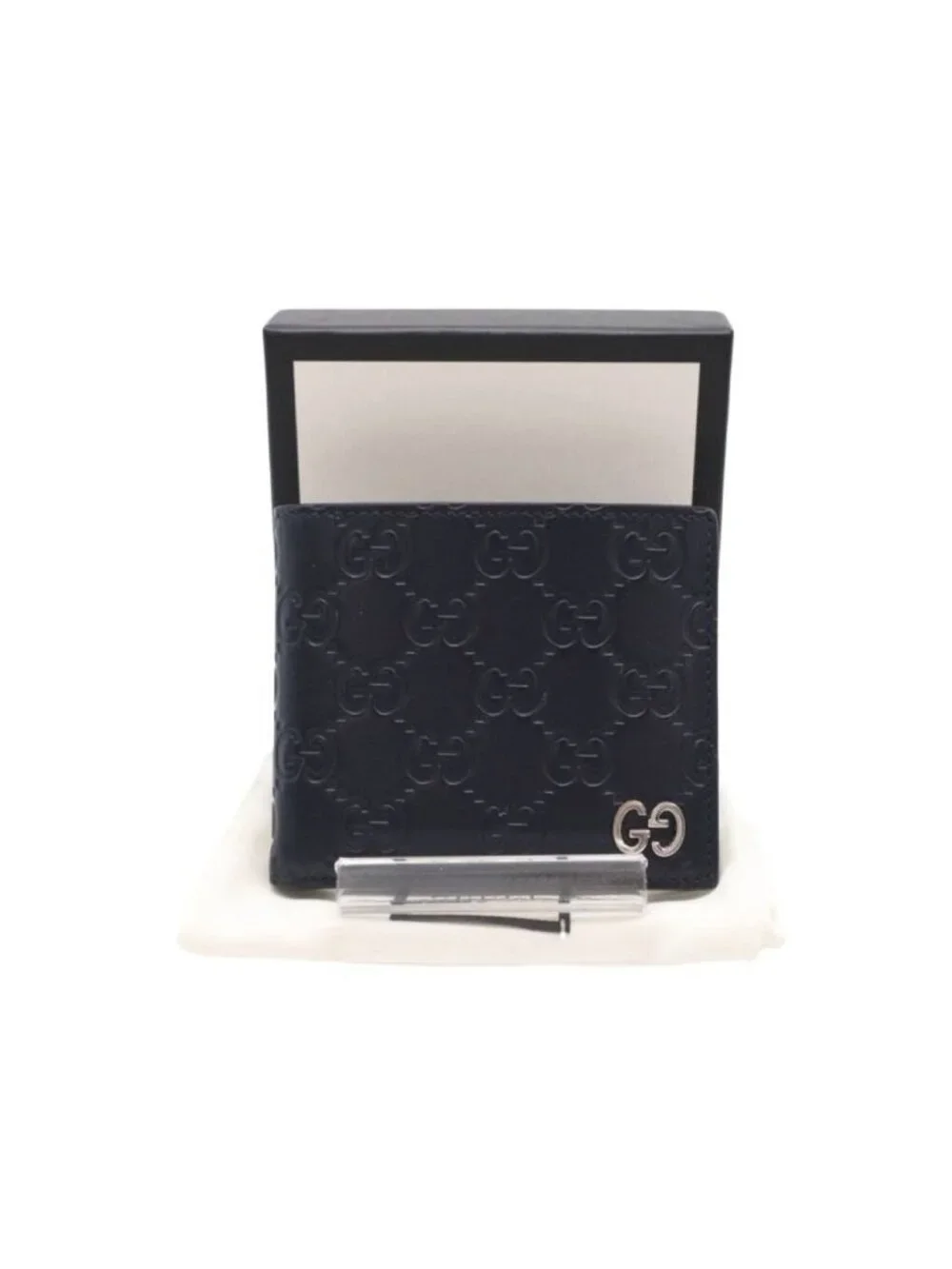 Gucci Bi Foldwallet Guccissima Navy Leather Silver Wallet